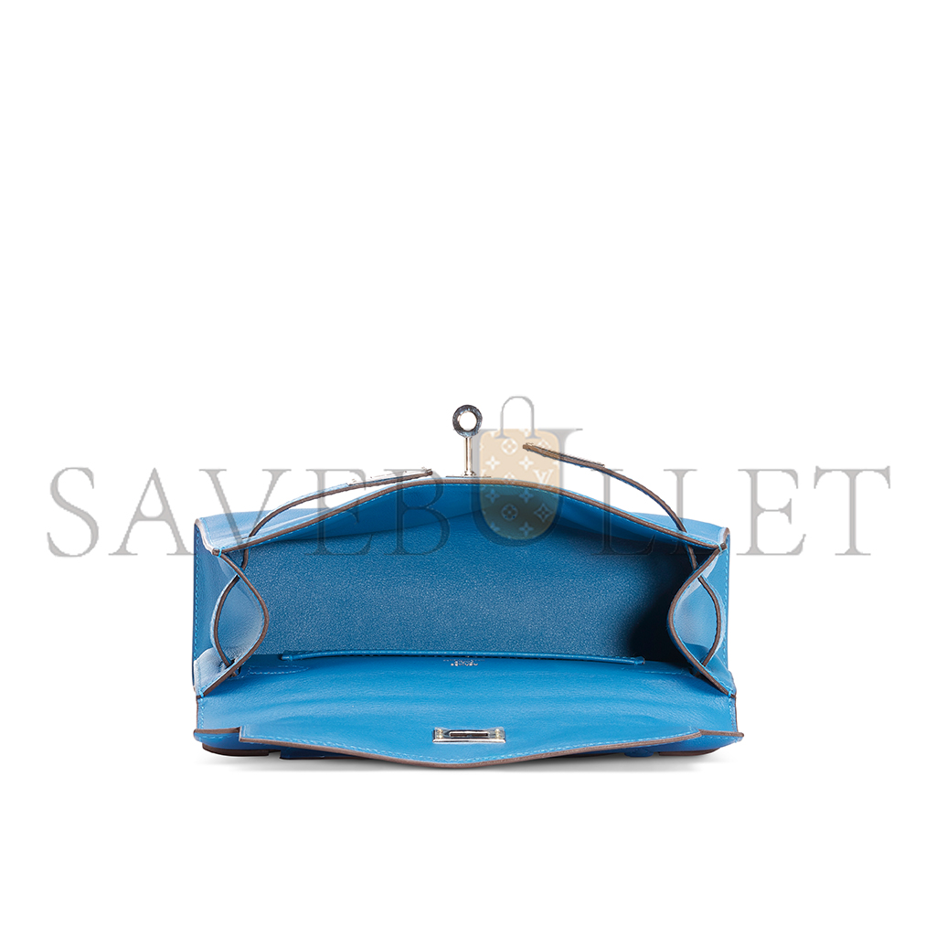 H**mes a mykonos swift leather kelly pochette with palladium hardware (22*14*7cm)